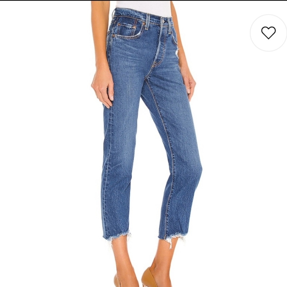 Levi's 501 Original Cropped Frayed Jeans, Medium Wash
